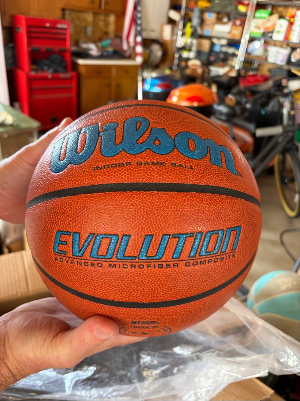 Wilson Evolution Basketball with Blue Logos - Evolution Indoor Game Ball